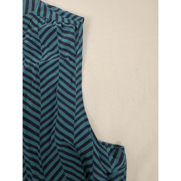 Banana Republic 100% Silk Shell Blouse Womens Size XL Turquoise Navy  Top - Picture 7 of 9